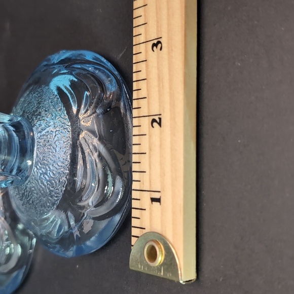 Vintage Pair of Bagley Rutland Blue Glass Candlesticks - Picture 7 of 7